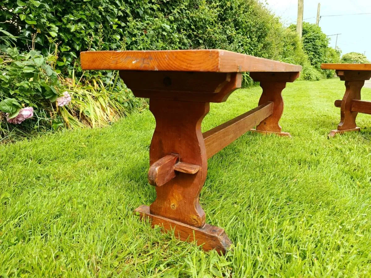 2 x Pine benches - Image 3