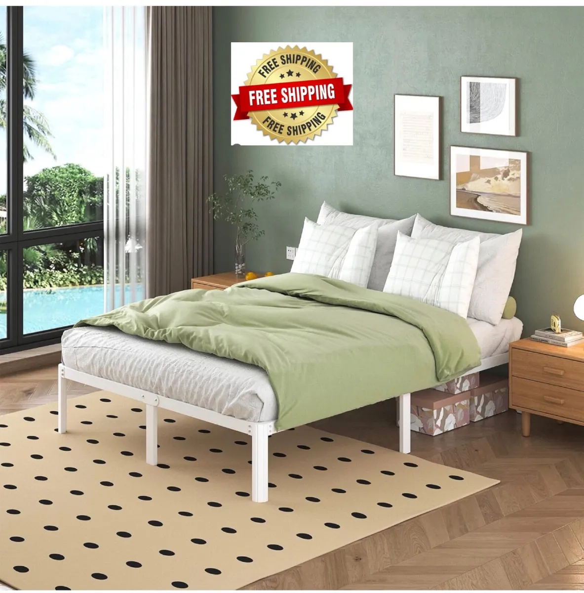 White King Bed Frame, 5ft with Rounded Corner Legs - Image 1
