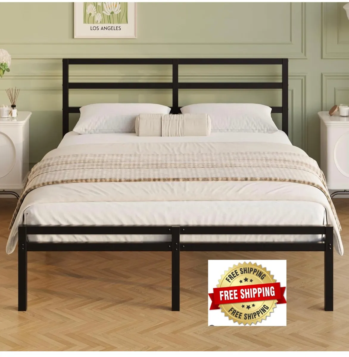 5ft King Size Bed Frame with Headboard and Footboa - Image 1