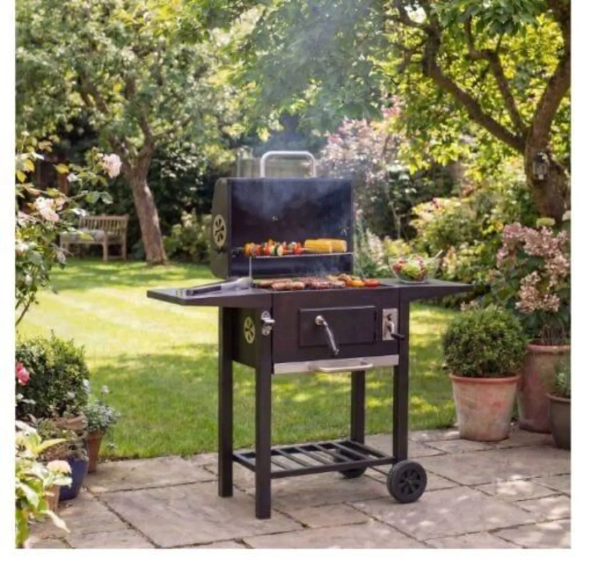 Alvaro Large Charcoal Garden Grill with Lid - Image 1