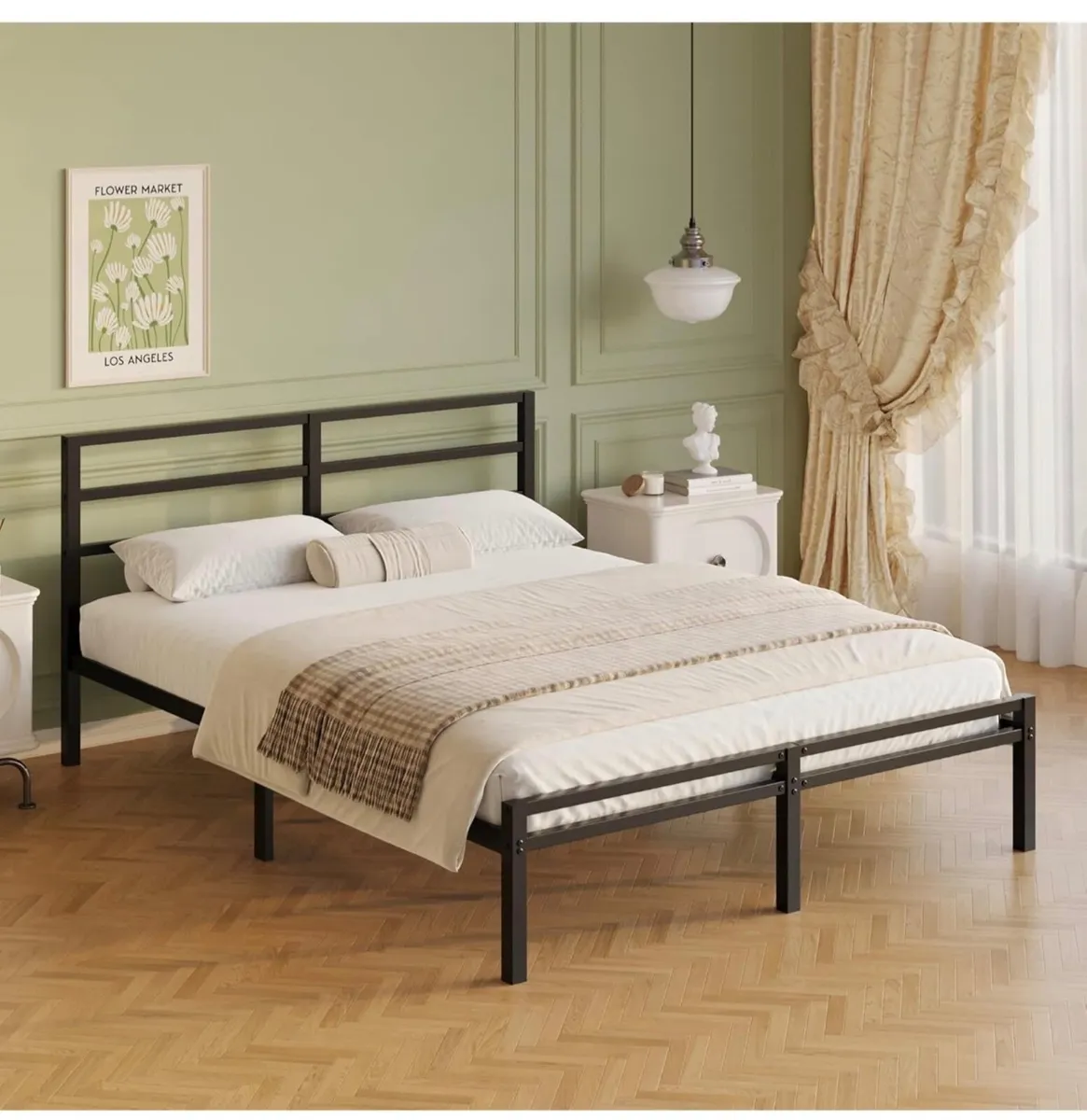 5ft King Size Bed Frame with Headboard and Footboa - Image 1