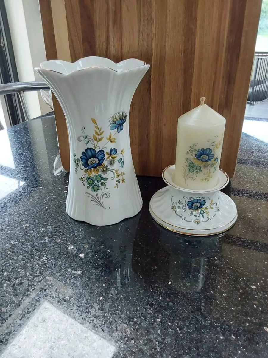 Royal Tara Vase, Candle Holder,and Candle - Image 1