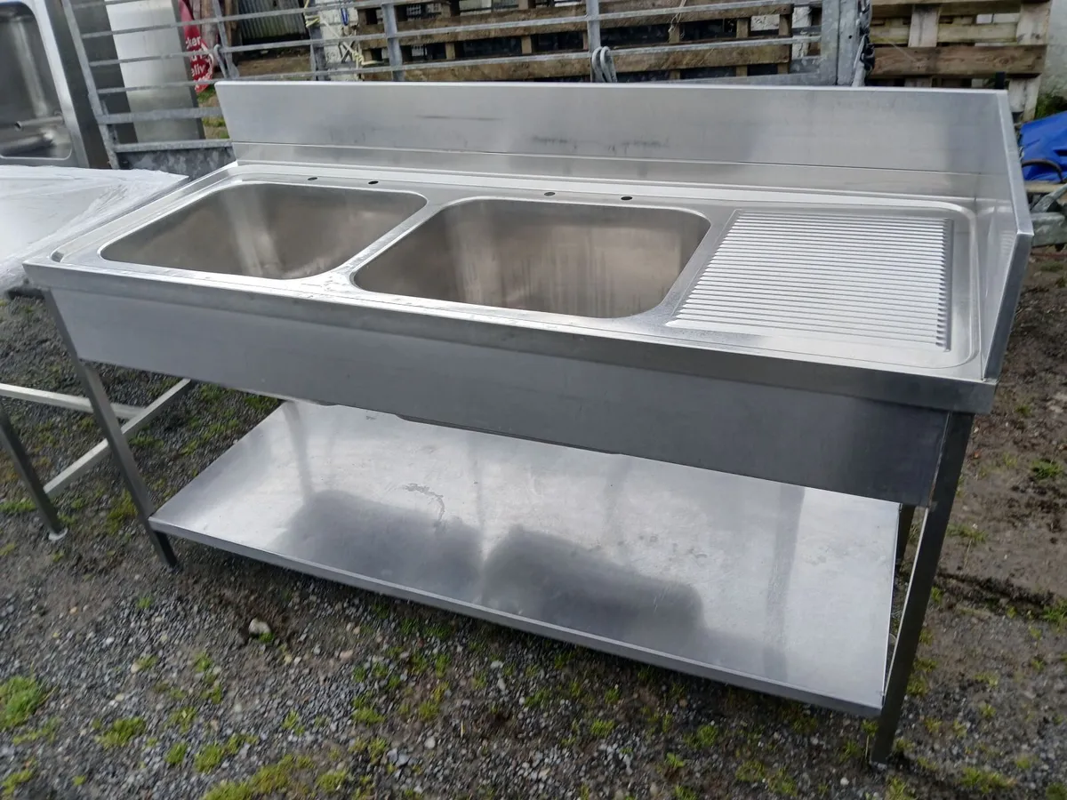 Stainless steel cabbinet double sink unit complete - Image 1