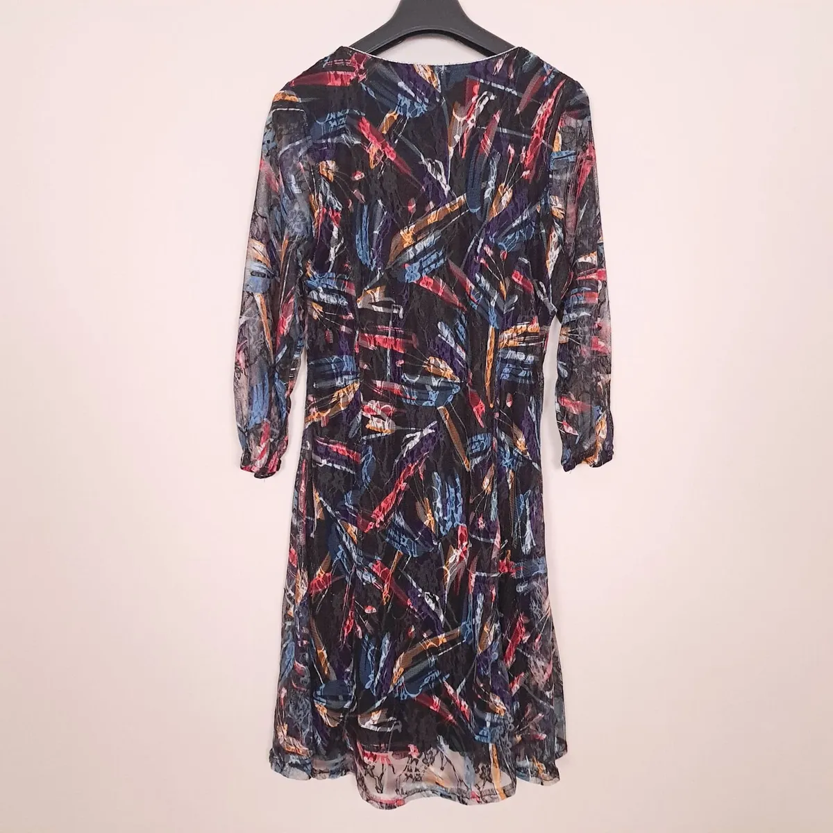 Sophie B Multicolor Feather Lace A-line Dress 18UK - Image 4