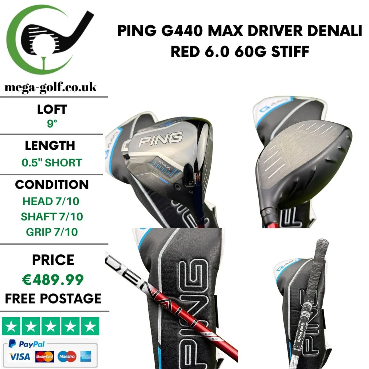 Ping G440 Max Driver / 9°/Denali Red 6.0 60g Stiff - Image 1