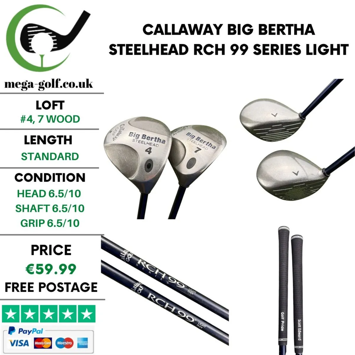 Callaway Big Bertha Steelhead #4 Wood & #7 Wood - Image 1