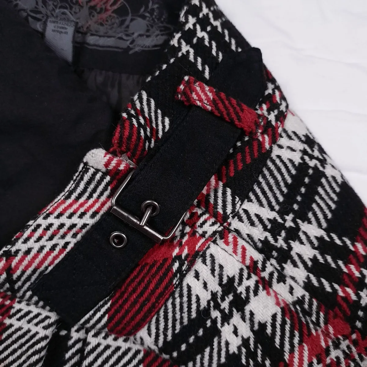 Mango Vintage Red Black Plaid Mini Skirt 12UK/40EU - Image 2