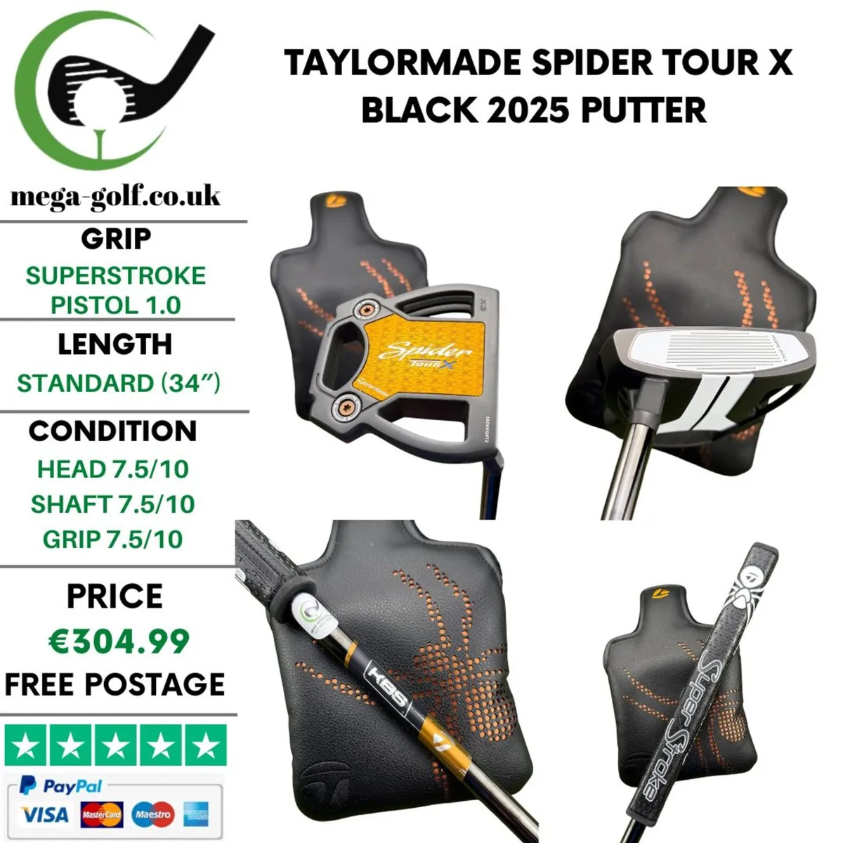 Taylormade Spider Tour X Black 2025 Putter / 34" - Image 1