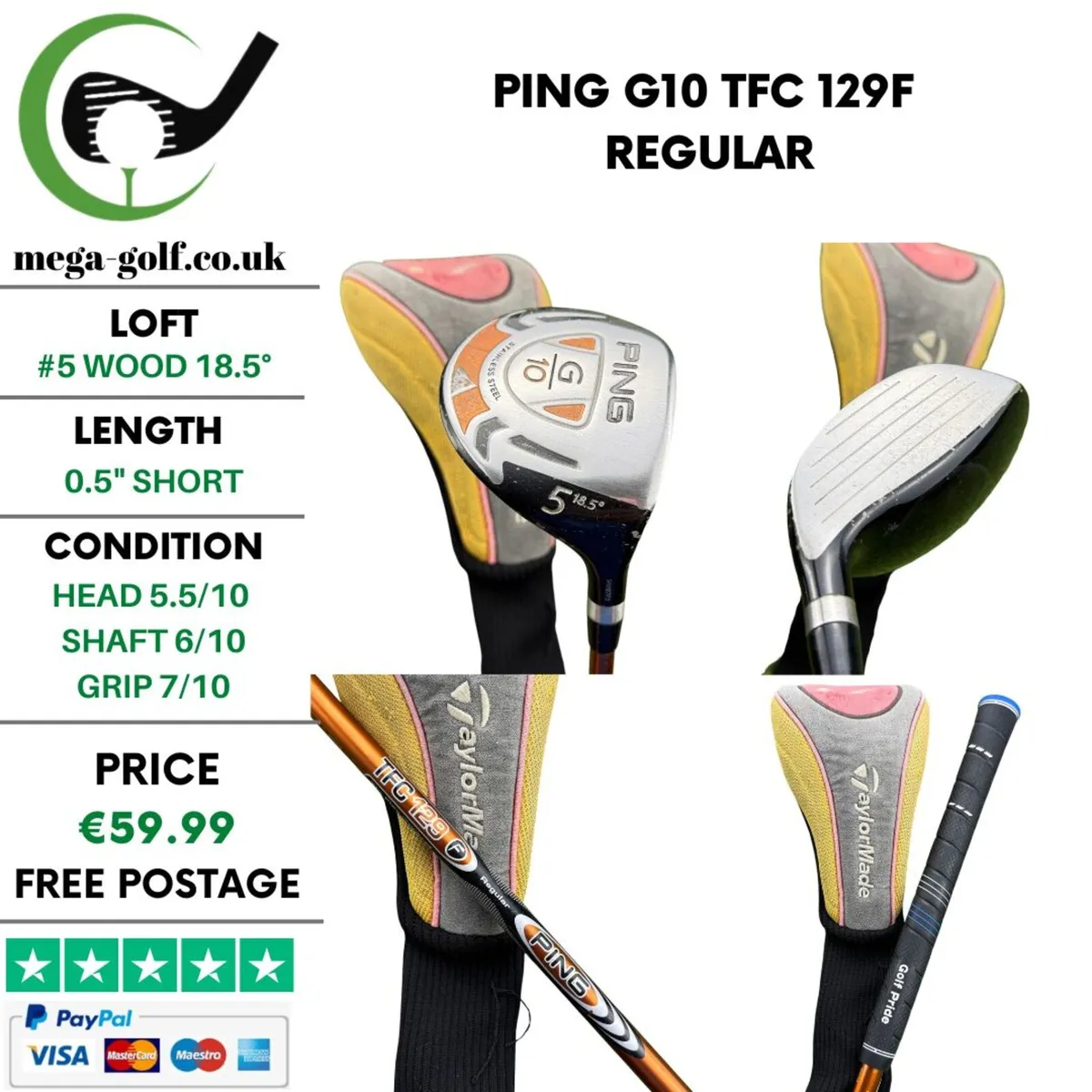 Ping G10 #5 Wood 18.5° / TFC 129F Regular - Image 1