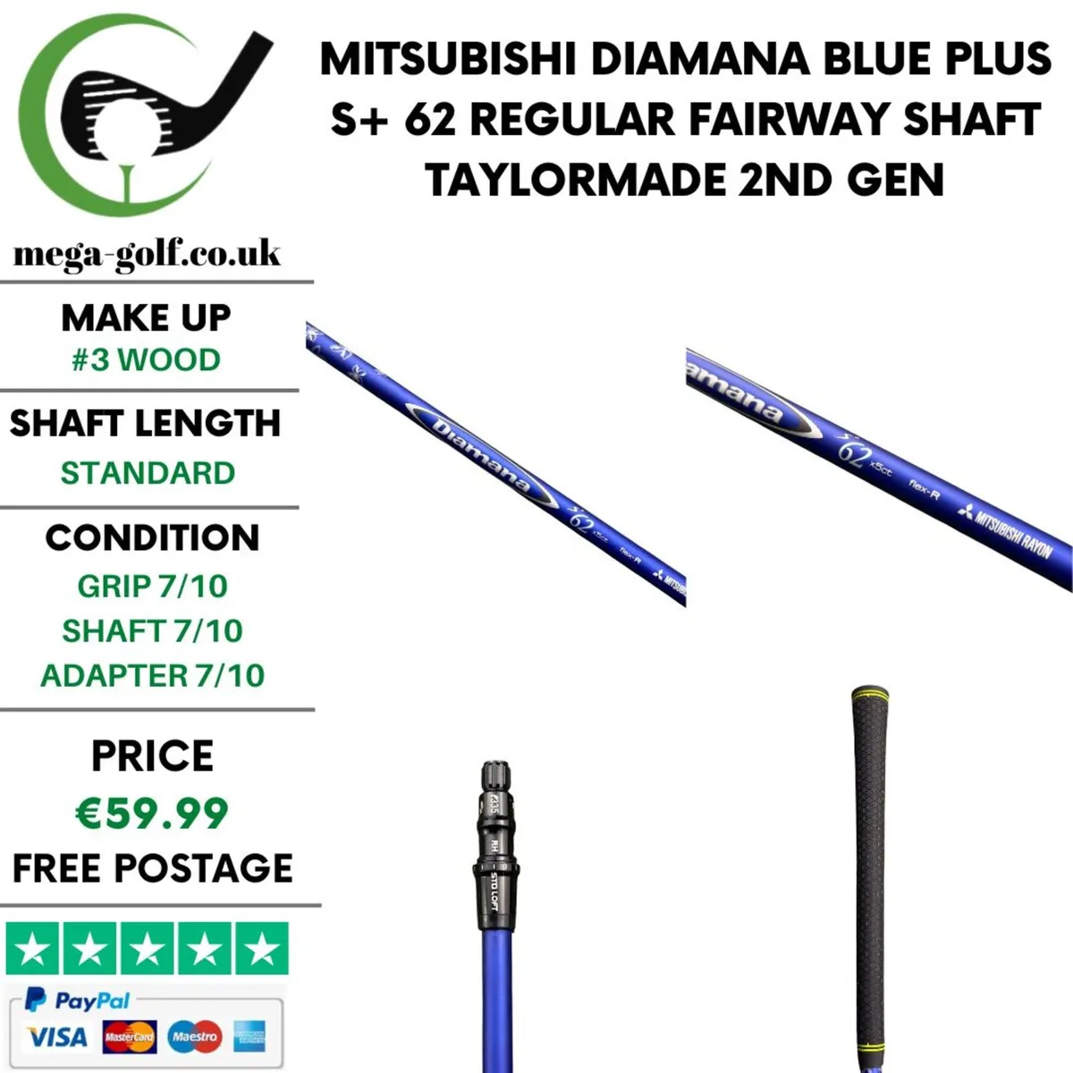 Mitsubishi Diamana Blue Plus S+ 62 Regular Fairway - Image 1