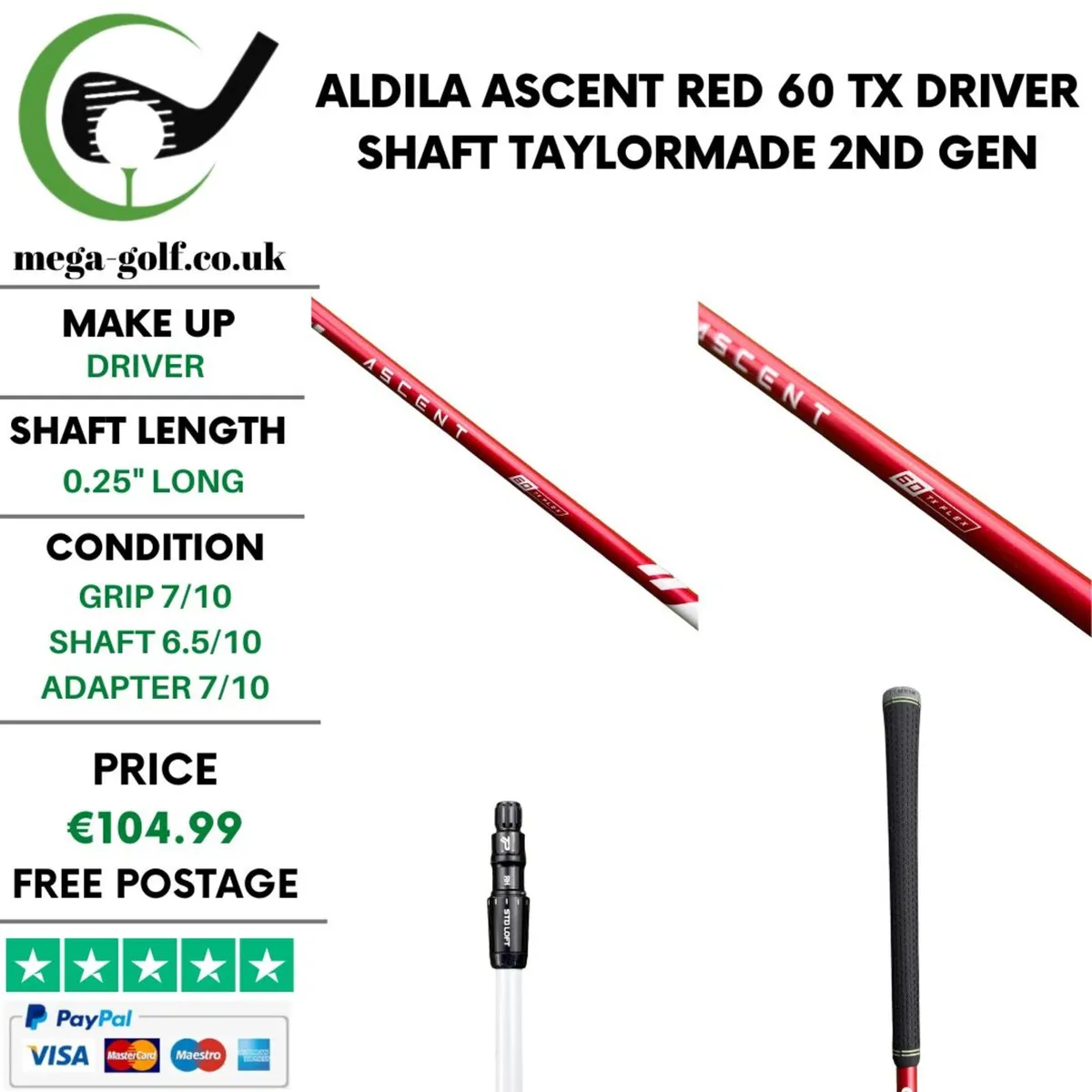 Aldila Ascent Red 60 TX Driver Shaft / Taylormade - Image 1