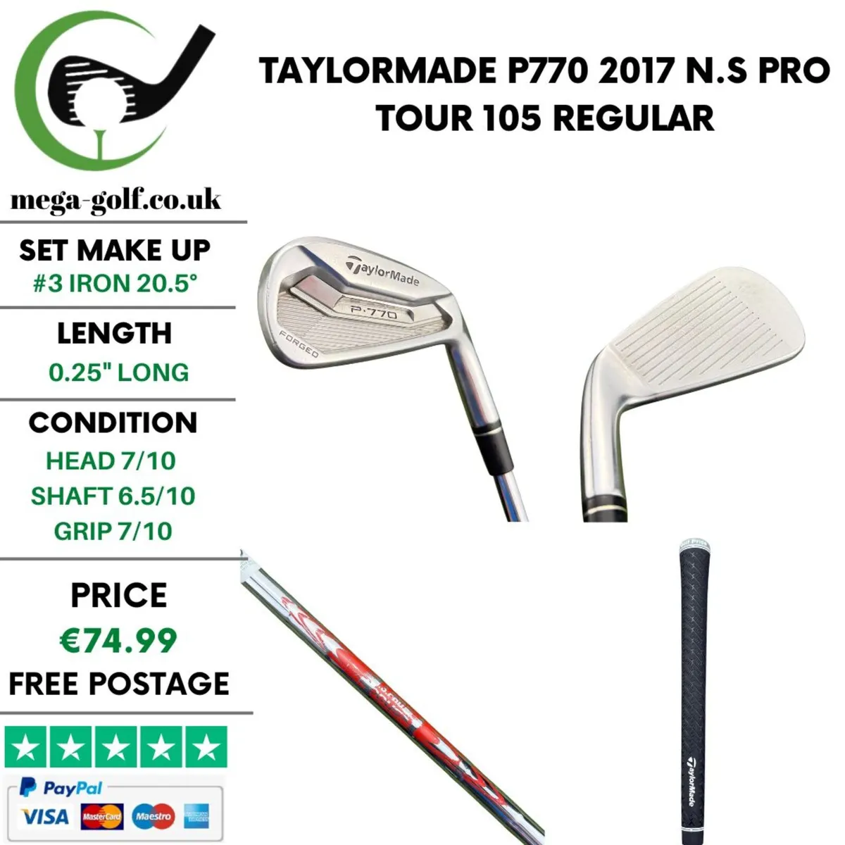 Taylormade P770 2017 #3 Iron 20.5° / Regular - Image 1