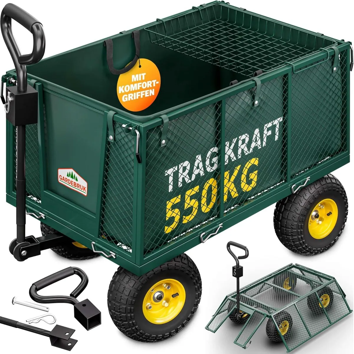 550kg Heavy Duty Garden Trolley with Removable Tar - Image 2