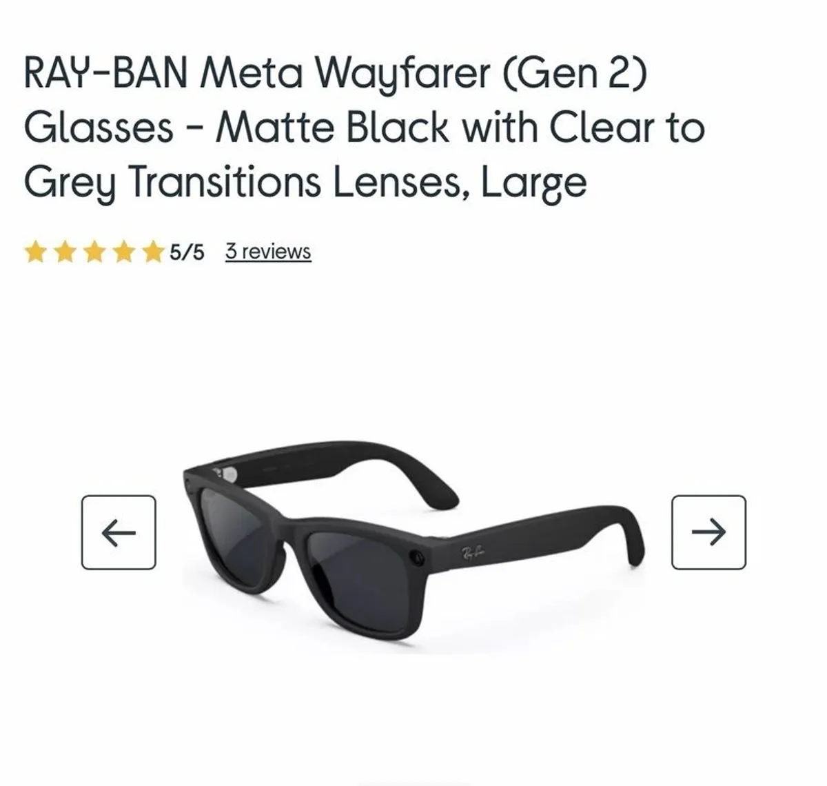 Ray-Ban Meta Wayfarer (Gen 2) - Matte Black. - Image 1