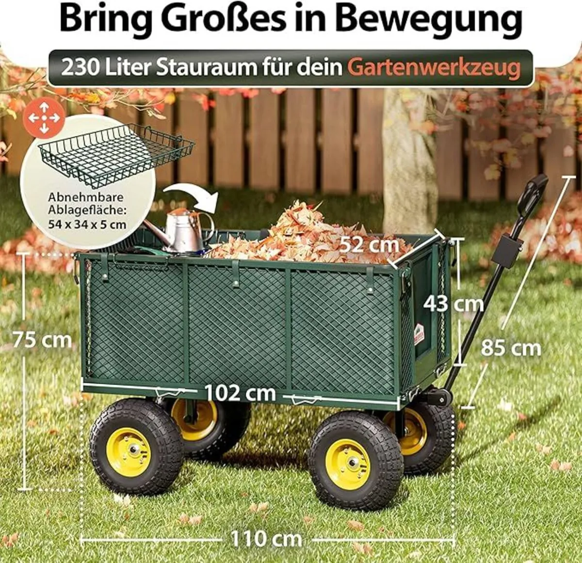 550kg Heavy Duty Garden Trolley with Removable Tar - Image 4