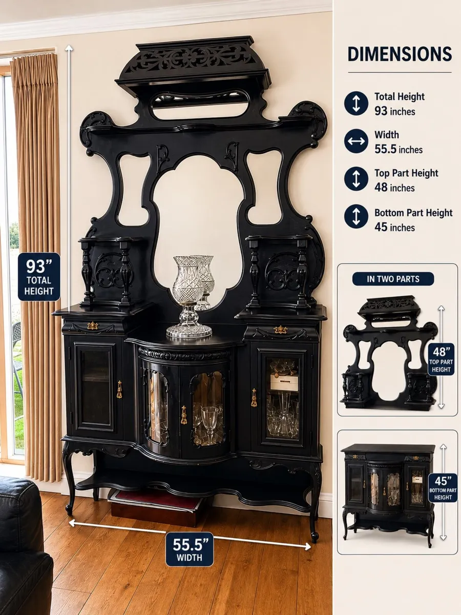 Antique Victorian Display Cabinet / Sideboard - Image 3