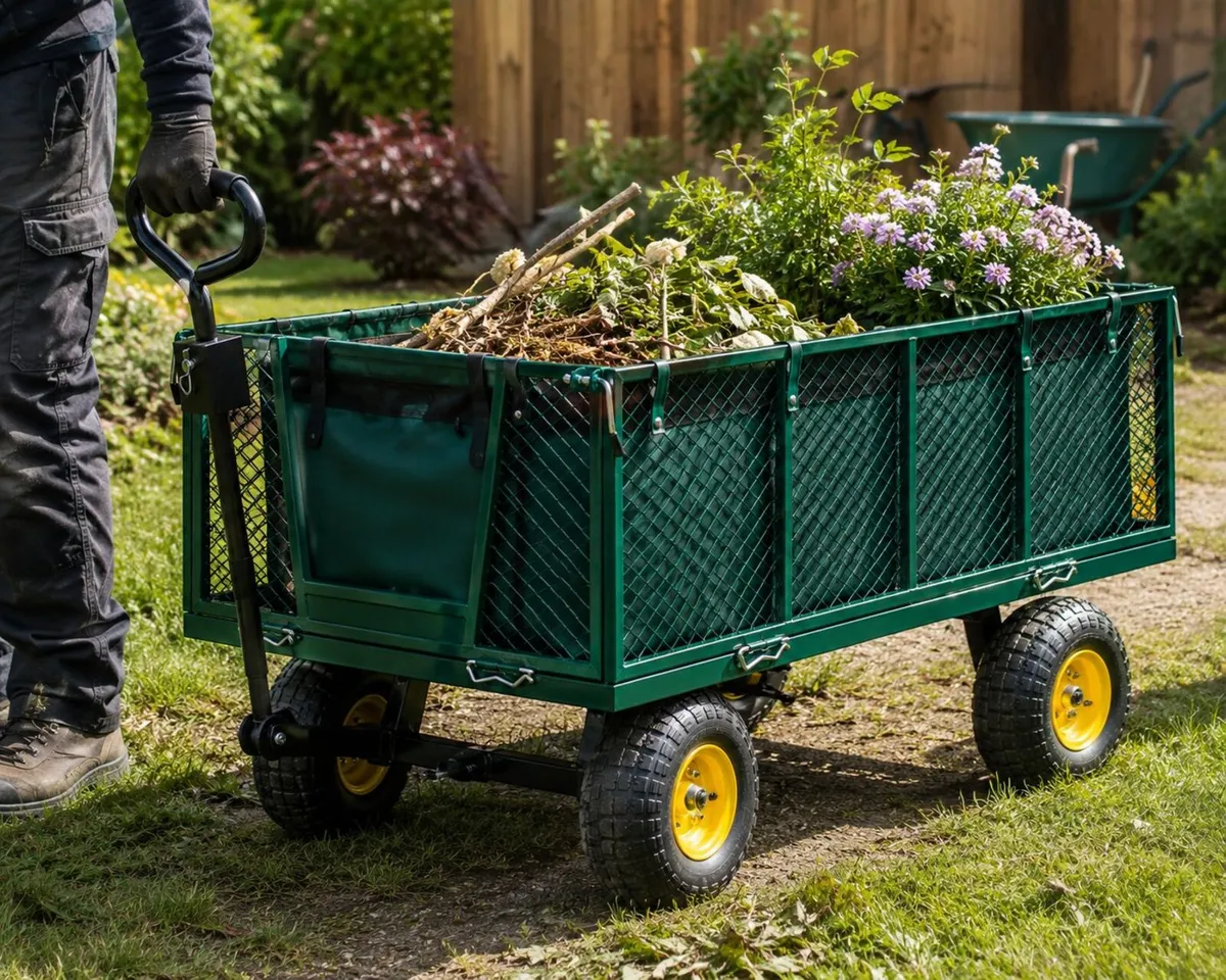 550kg Heavy Duty Garden Trolley with Removable Tar - Image 2
