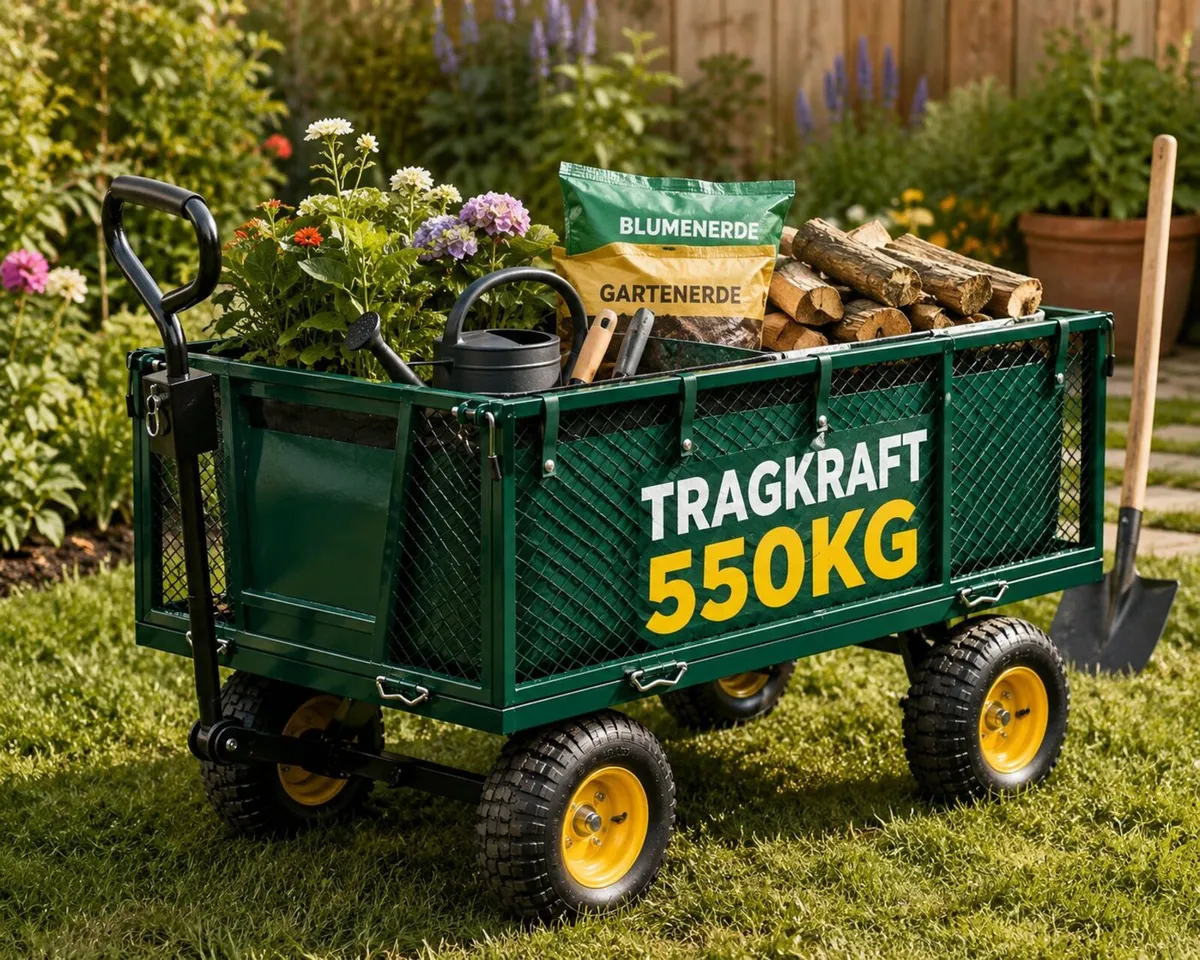 550kg Heavy Duty Garden Trolley with Removable Tar - Image 1