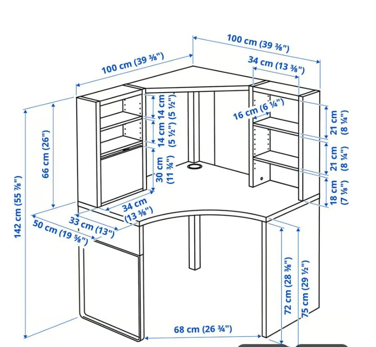 MICKE Corner workstation Oak Veneer - Image 2