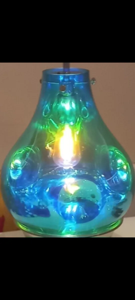 Dazzle large petrol glass and chrome pendant - Image 1