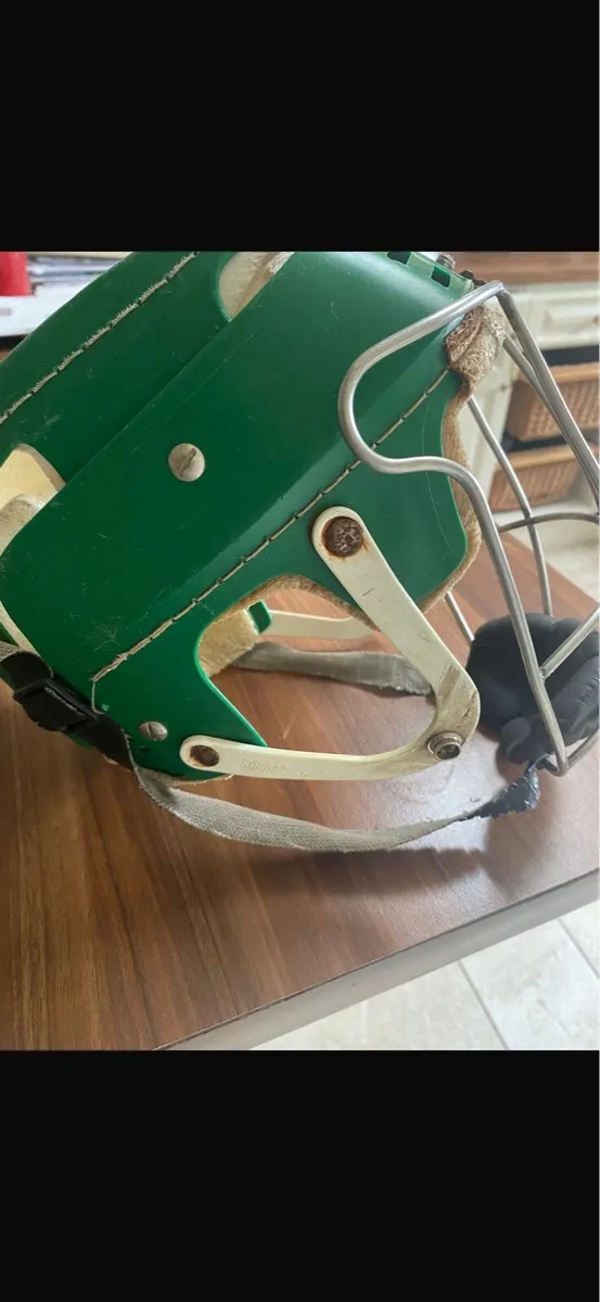 Green stitched cooper helmet old style with guard - Image 2