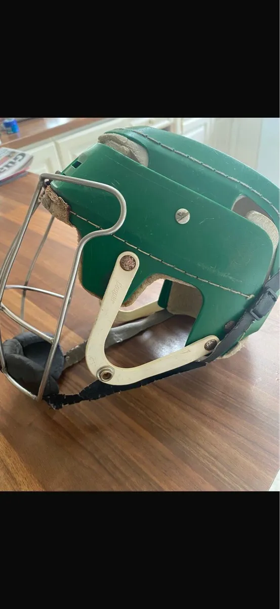 Green stitched cooper helmet old style with guard - Image 3