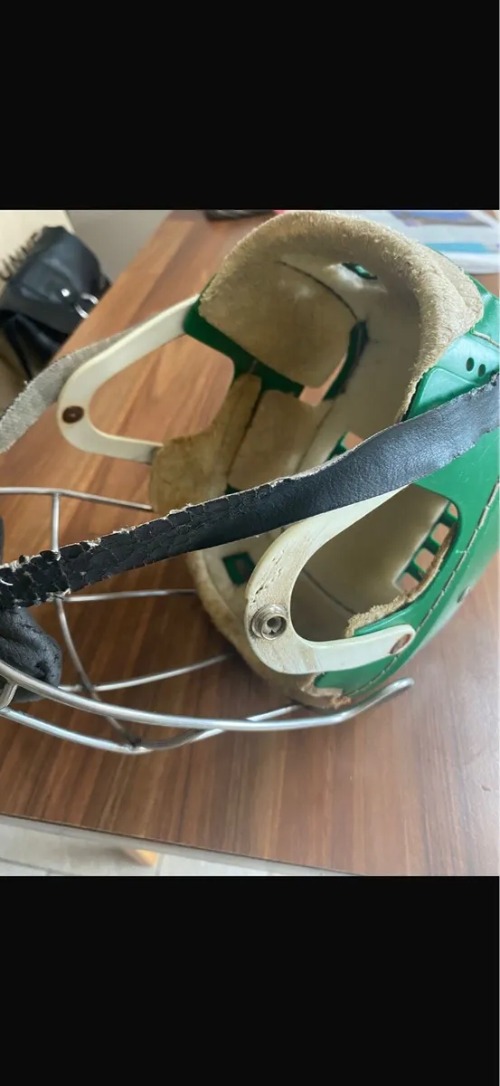 Green stitched cooper helmet old style with guard - Image 4