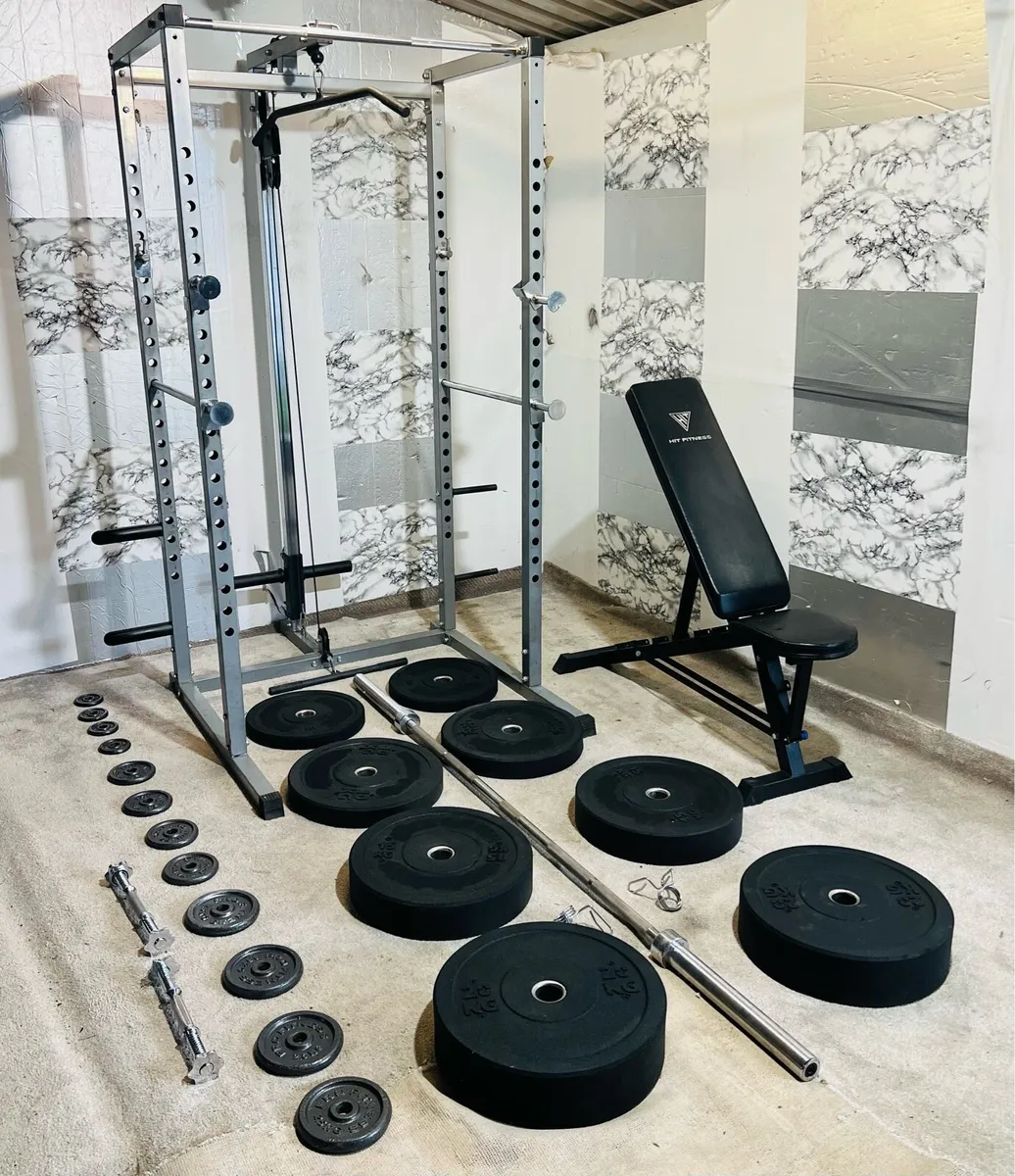 POWER RACK WITH PULLEY ATTACHMENT WEIGHTS BAR ++ - Image 2