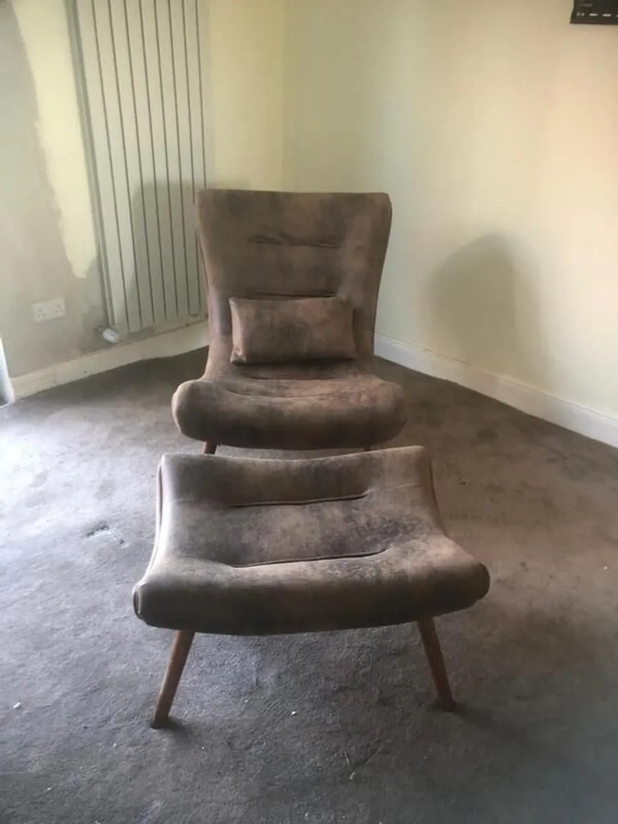 Armchair & Matching Footstool - Image 3