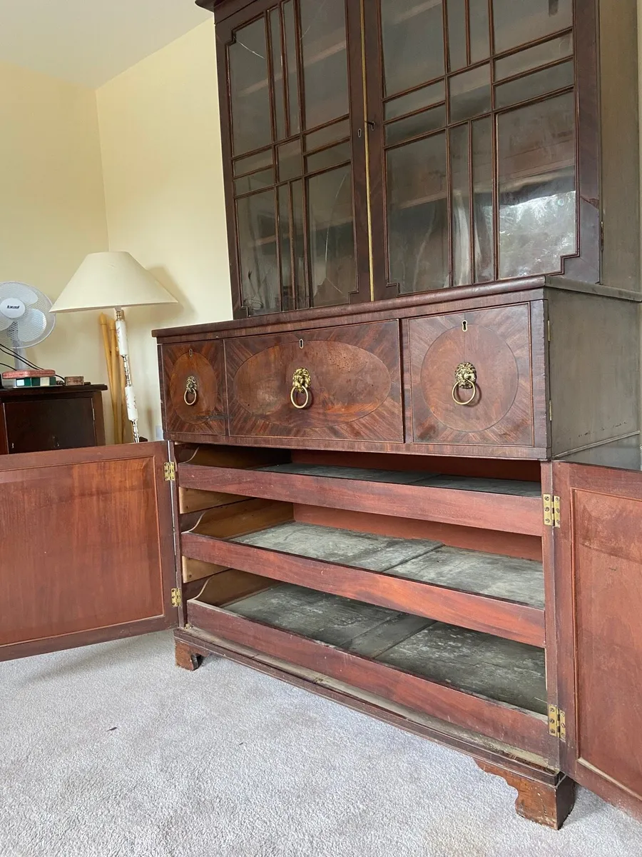 Georgian bookcase writing bureau - Image 4