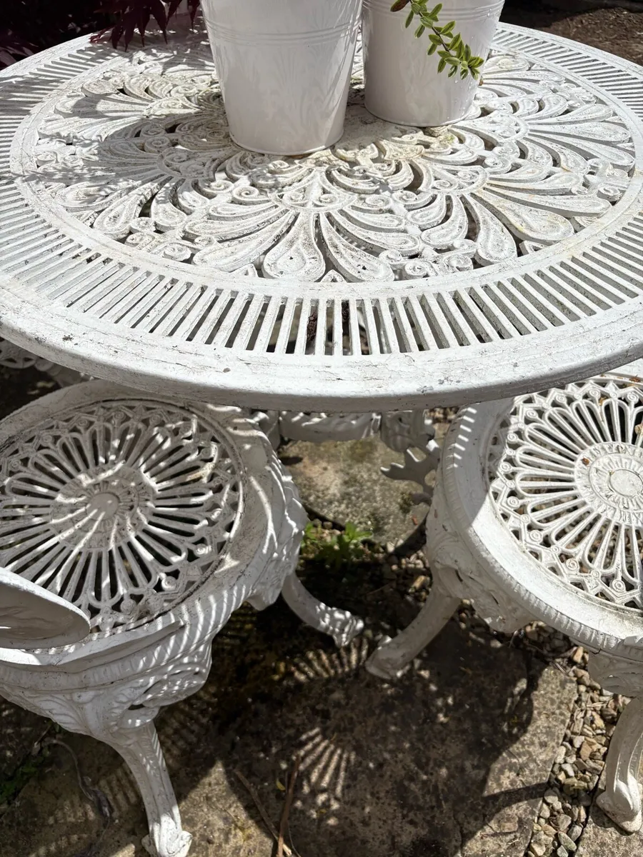 Vintage Cast Iron/Aluminium Garden Dining Set - Image 2