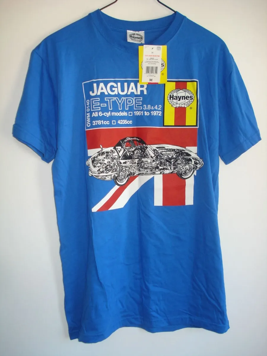 ORIGINAL HAYNES MANUAL JAGUAR E-TYPE T-SHIRT. - Image 1