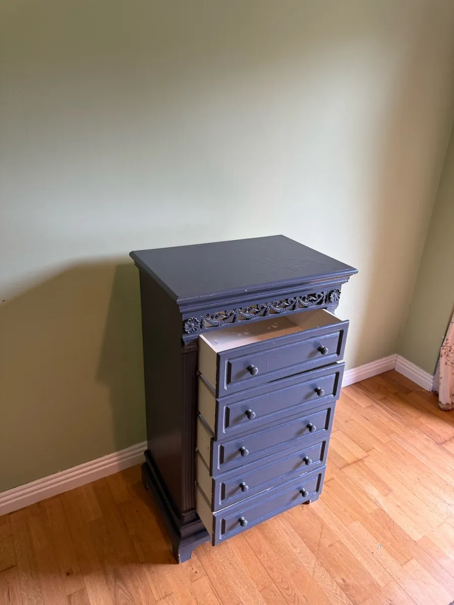 Vintage Solid Wood Tallboy Chest of Drawers - Image 4