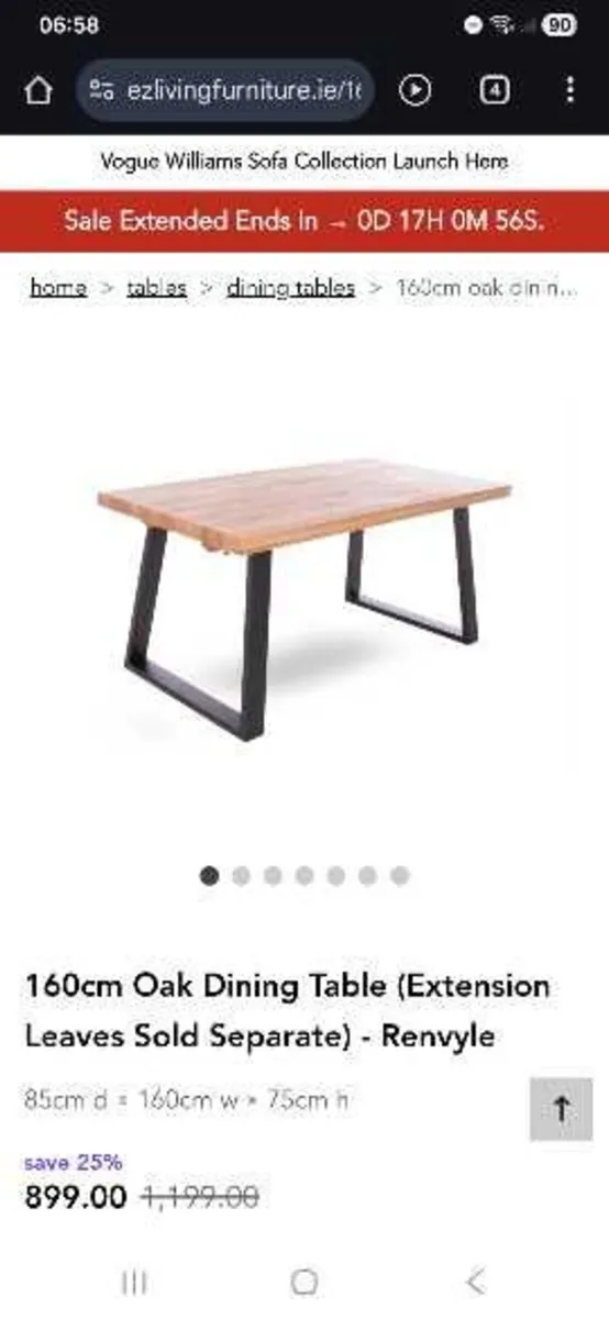 Extendable oak dining table and chairs - Image 3