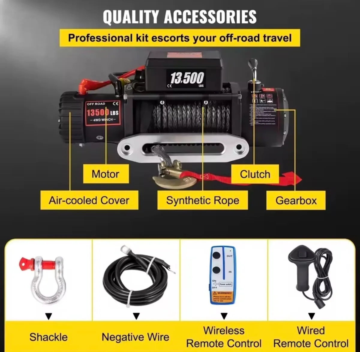 New 6 tone 12V Electric Winch Synthetic rope safer - Image 2