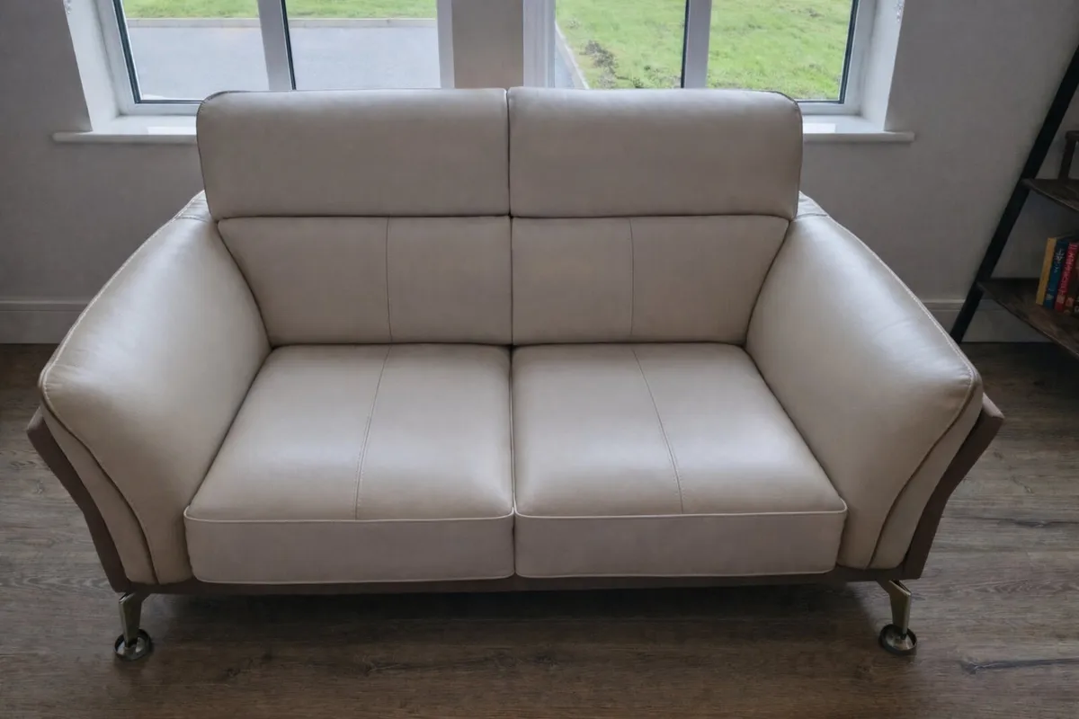 DFS Valdez Italian Leather 2x Two-Seater Sofas - Image 3