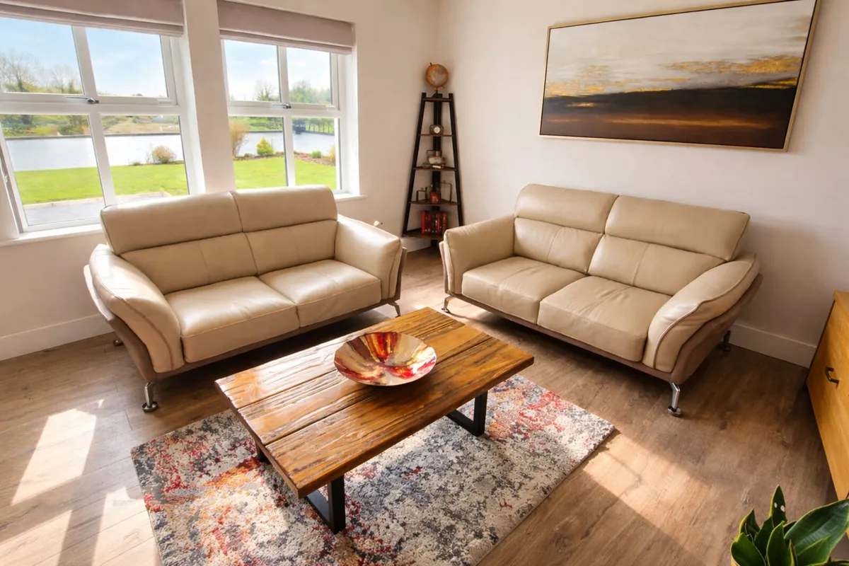 DFS Valdez Italian Leather 2x Two-Seater Sofas - Image 1