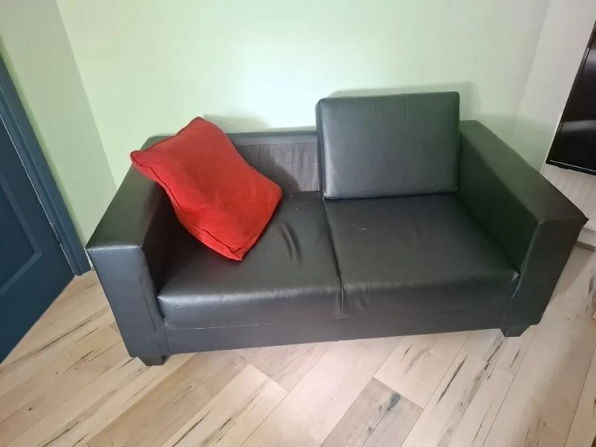 black leather sofa - Image 1