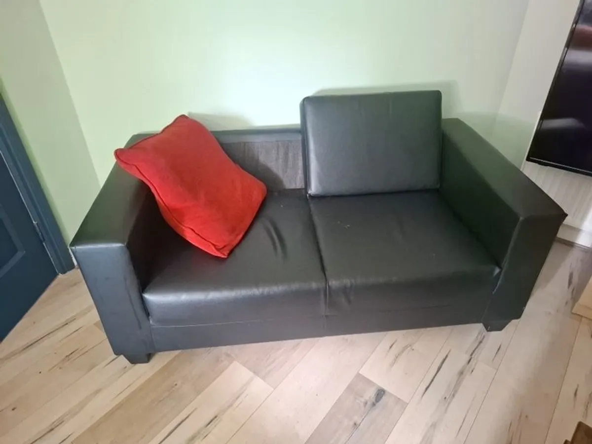 black leather sofa - Image 2