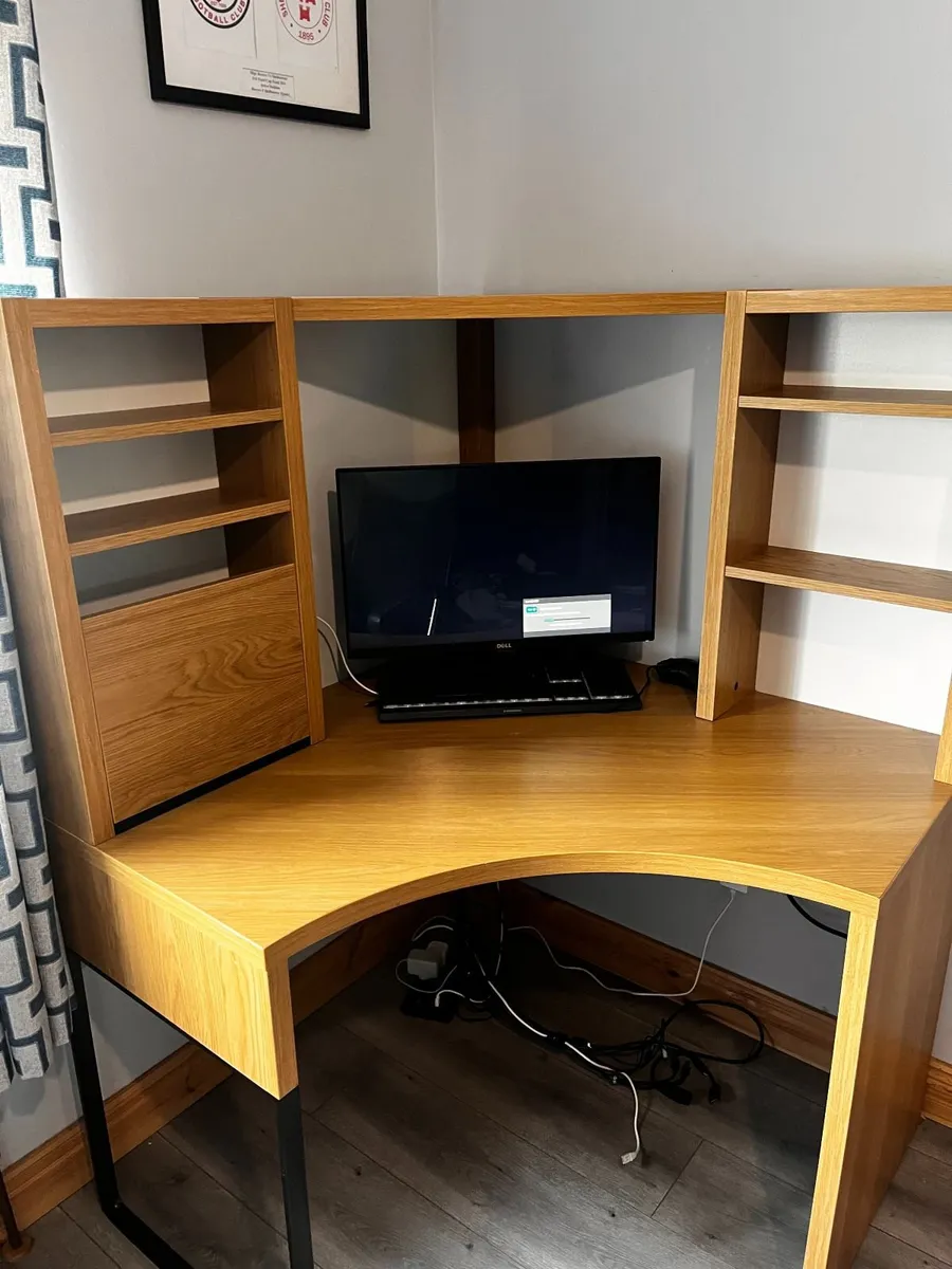 MICKE Corner workstation Oak Veneer - Image 1