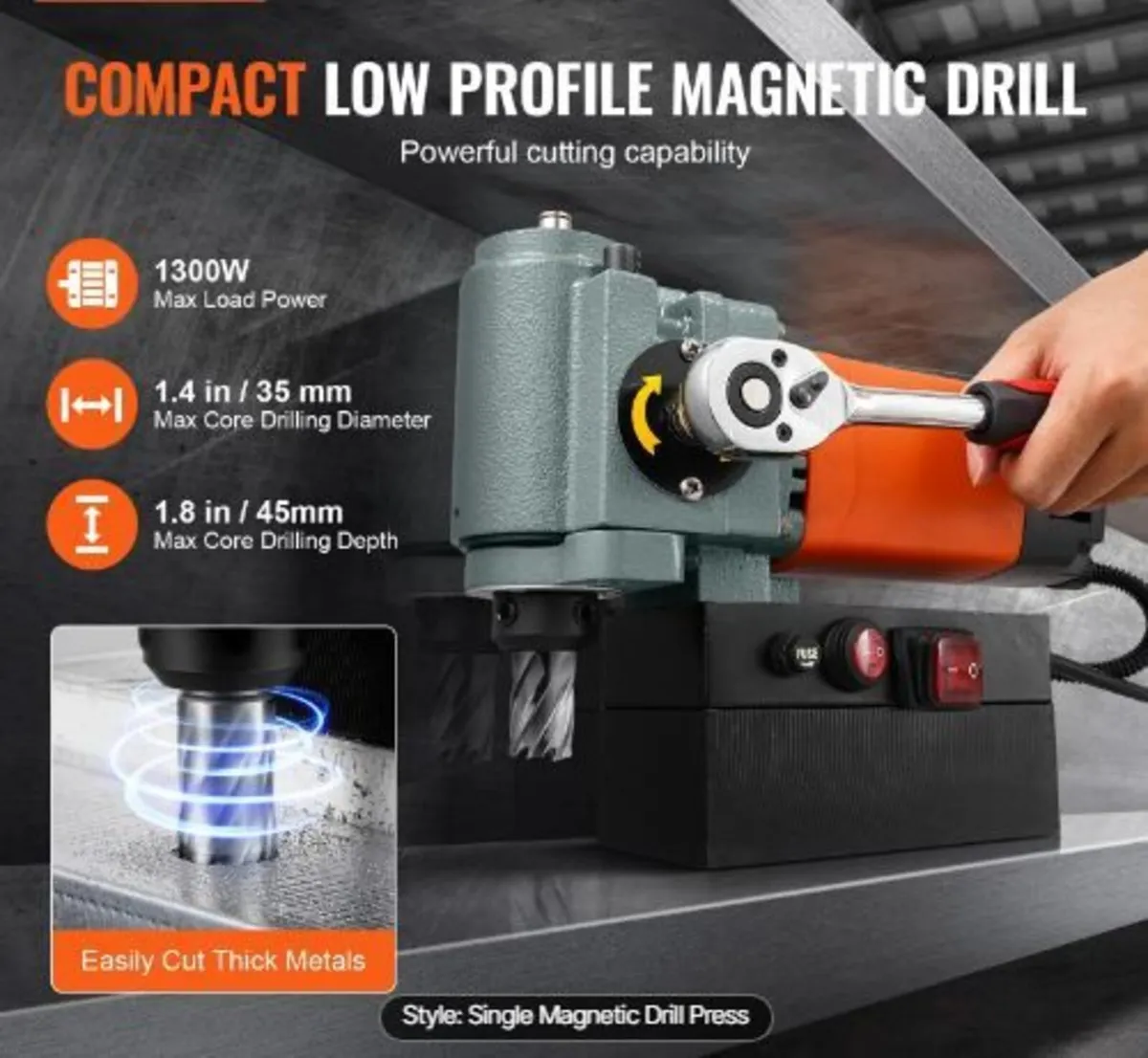 Magnetic Drill Press, 1300W Low Profile Mag - Image 2