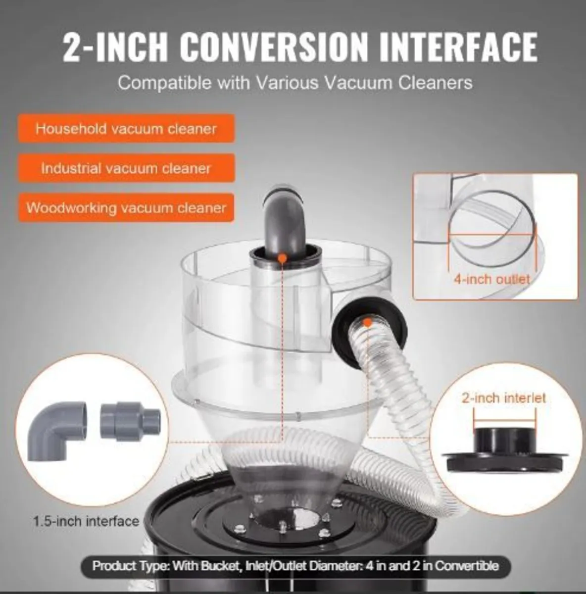 Cyclone Dust Separator with Metal Tank - Image 4