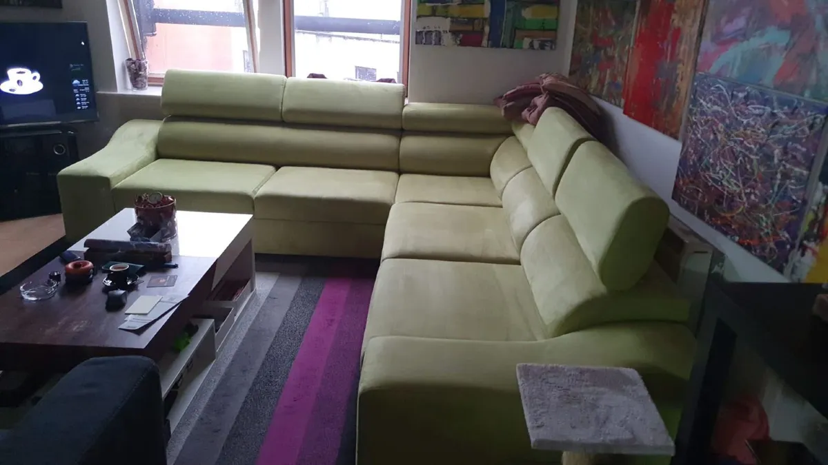 Large corner sofa with bed - Image 4