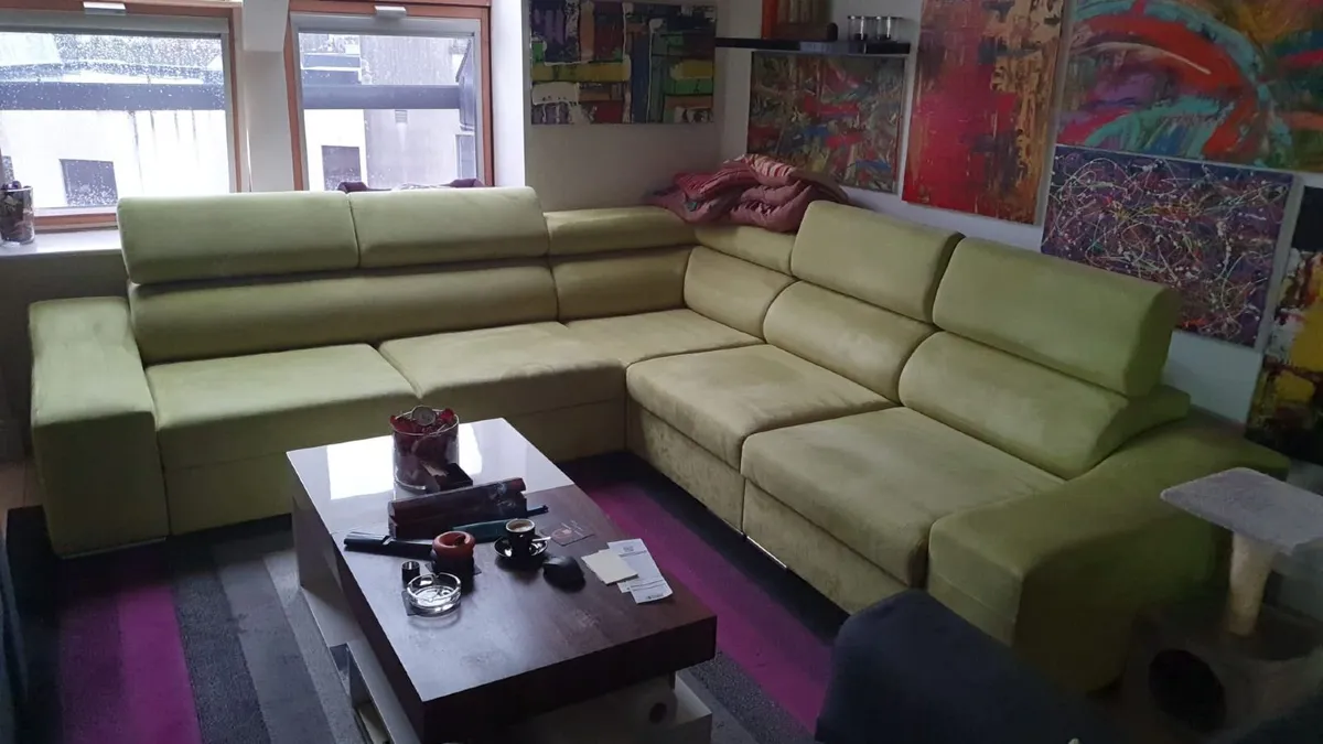 Large corner sofa with bed - Image 1