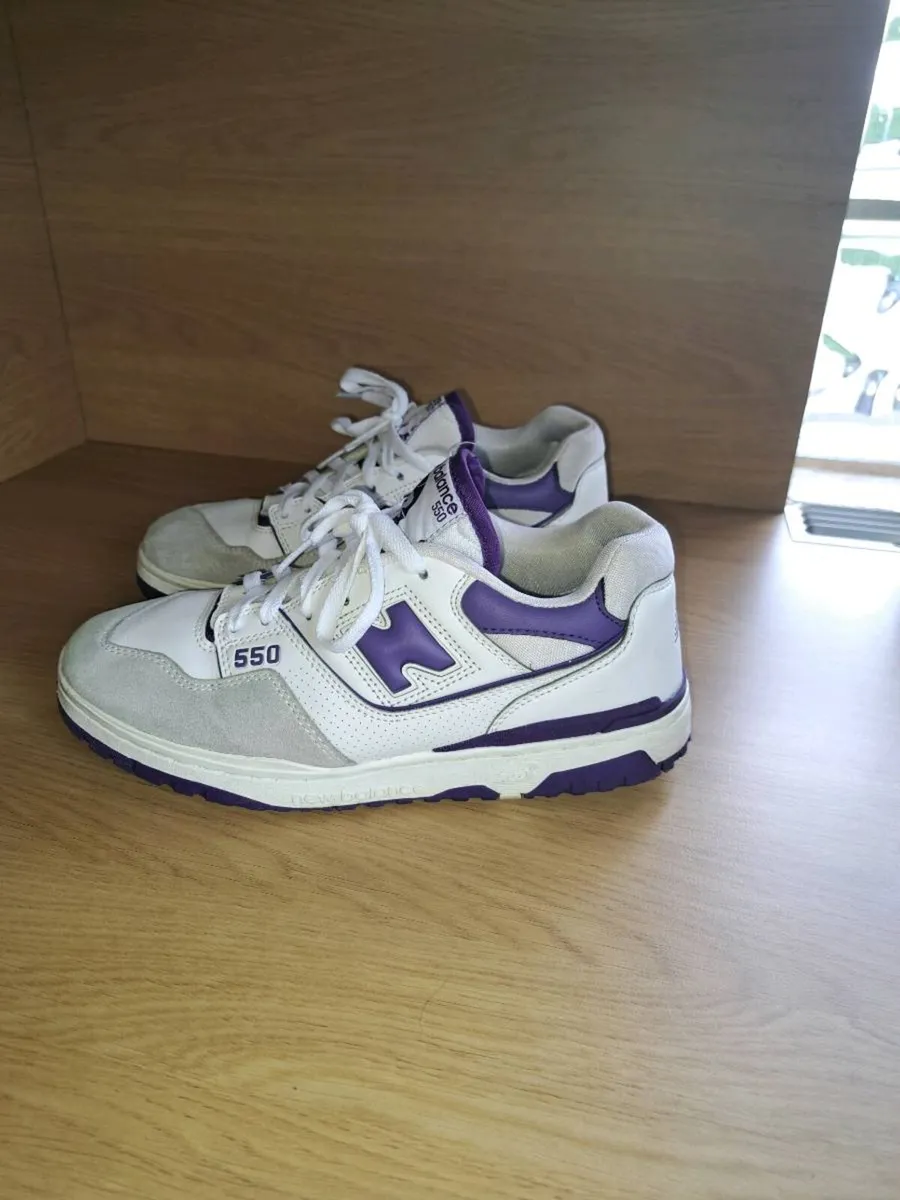 New Balance 550 White Purple Shoes - Image 1