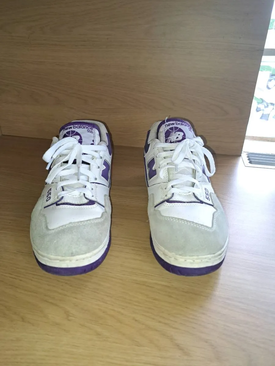 New Balance 550 White Purple Shoes - Image 2