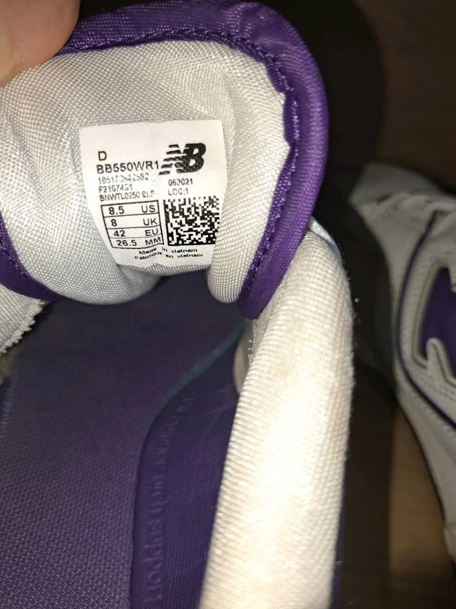 New Balance 550 White Purple Shoes - Image 4
