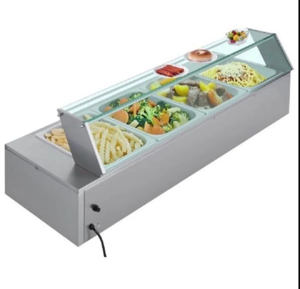 Bain Marie Steel 4 Pans with Glass Shield buffet - Image 1