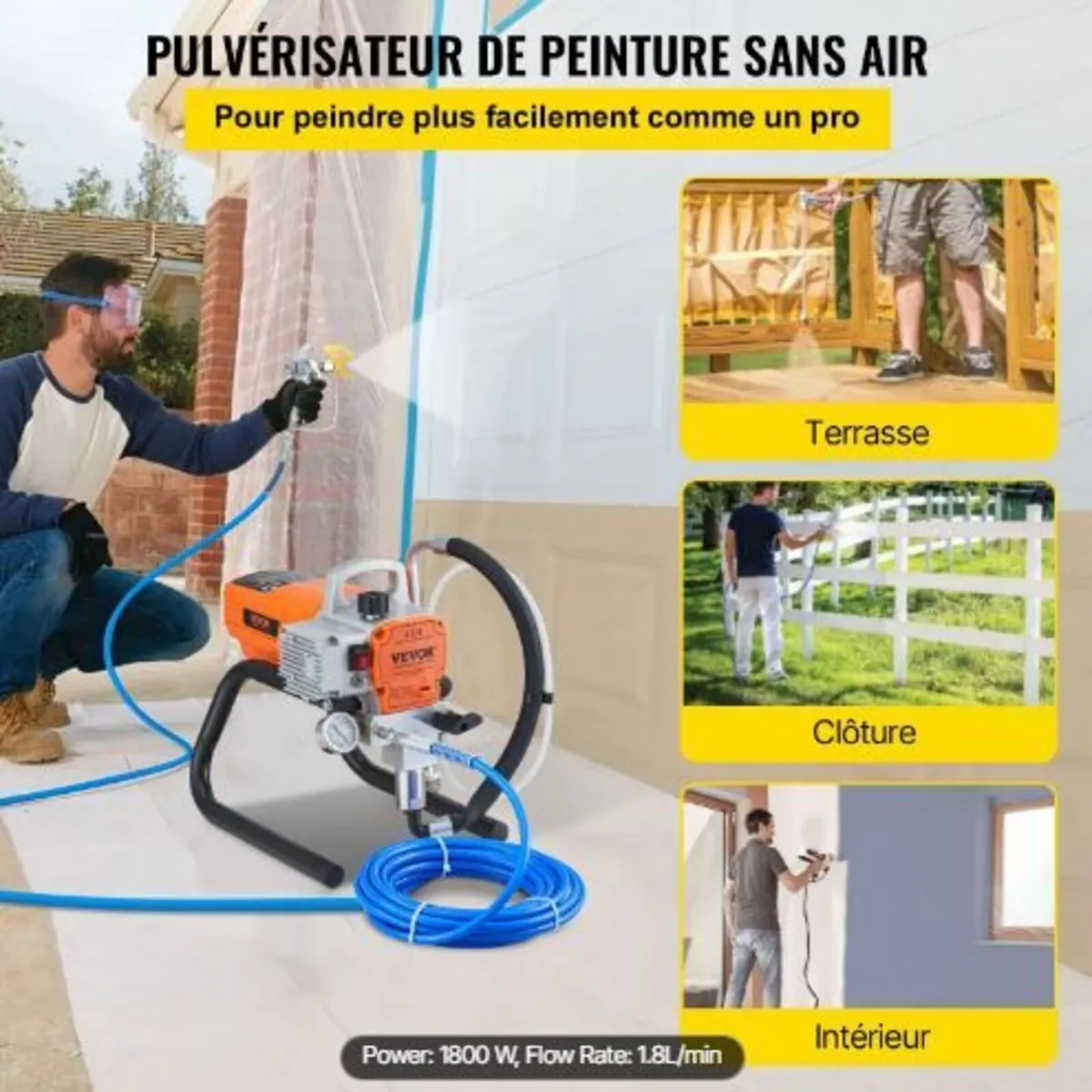 Pro Airless Wall Paint Sprayer, 1800W Electric - Image 2