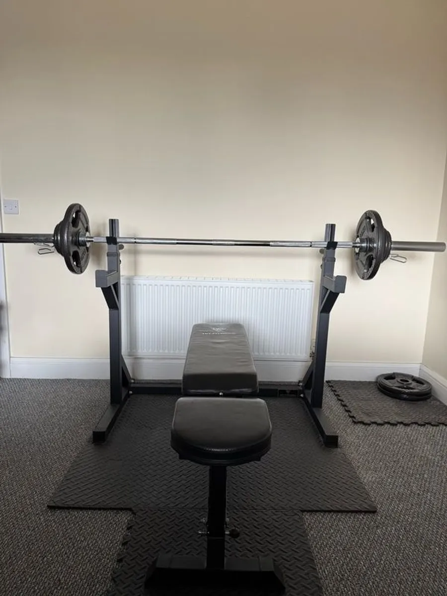 Bench press, squat rack, weights - Image 2